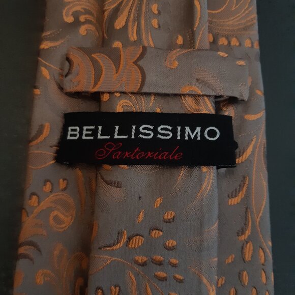 Bellissimo Taupe & Rusty Orange Swirling Abstract Men's Tie ⚡ 3 for $55⚡ - Picture 2 of 10